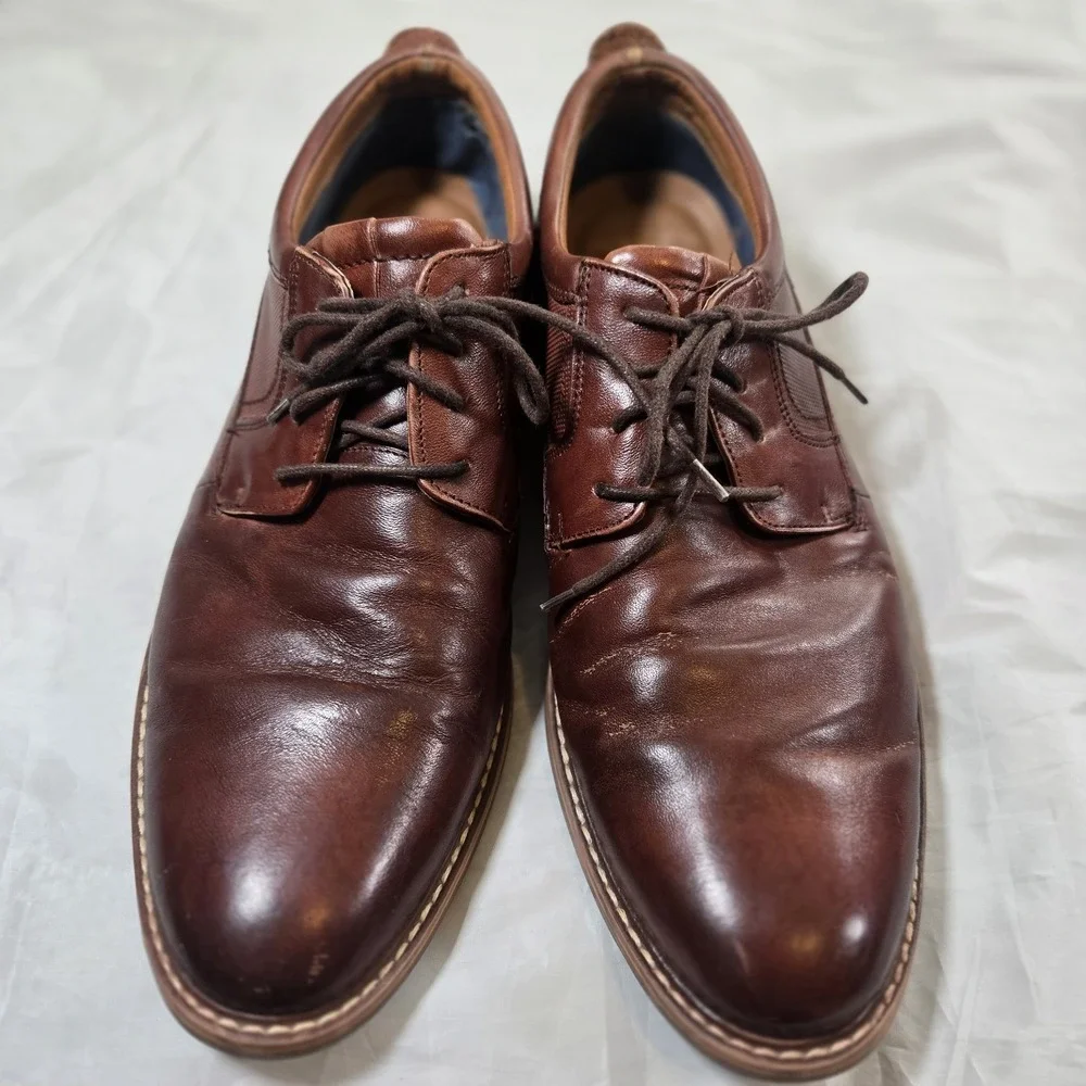 Steve Madden Oakes Men's Brown Leather Derby Dress Shoes Size 13 Lace Up Comfort